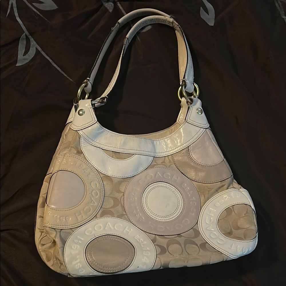 Coach Beige and White Women's Bag